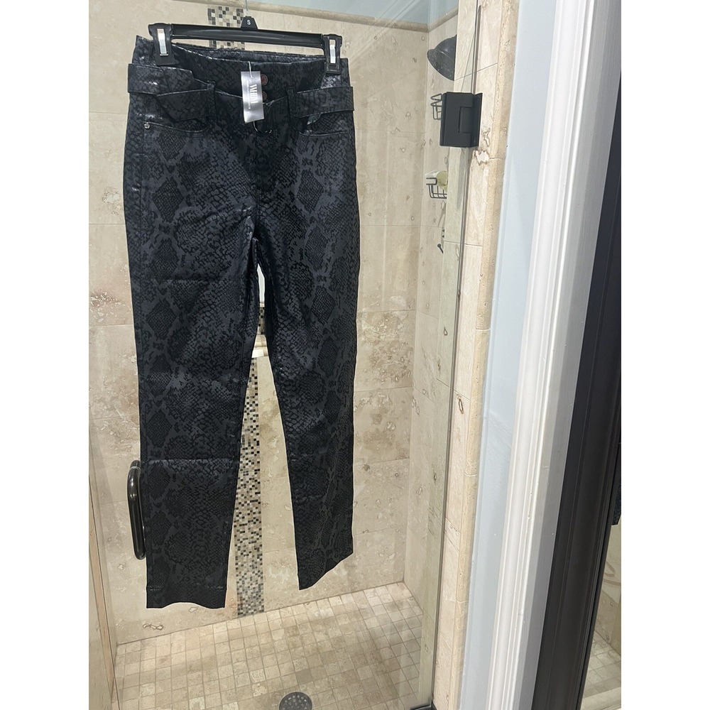 White House Black Market High Rise Slim Ankle Jeans Snake Coated Black Size 2R